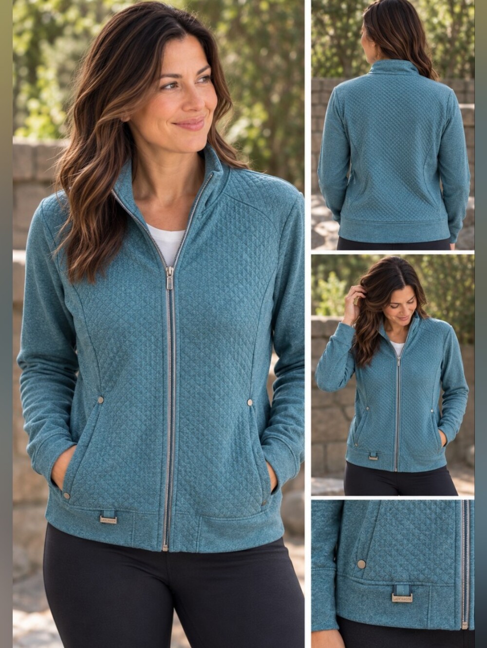 Lady Hagen women's teal golf jacket textured athleisure top full zip XS
